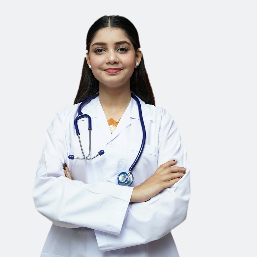Médica con bata blanca